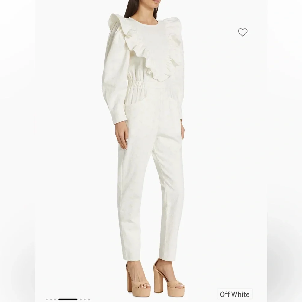 White Ruffle Jumpsuit - Picture 4 of 5